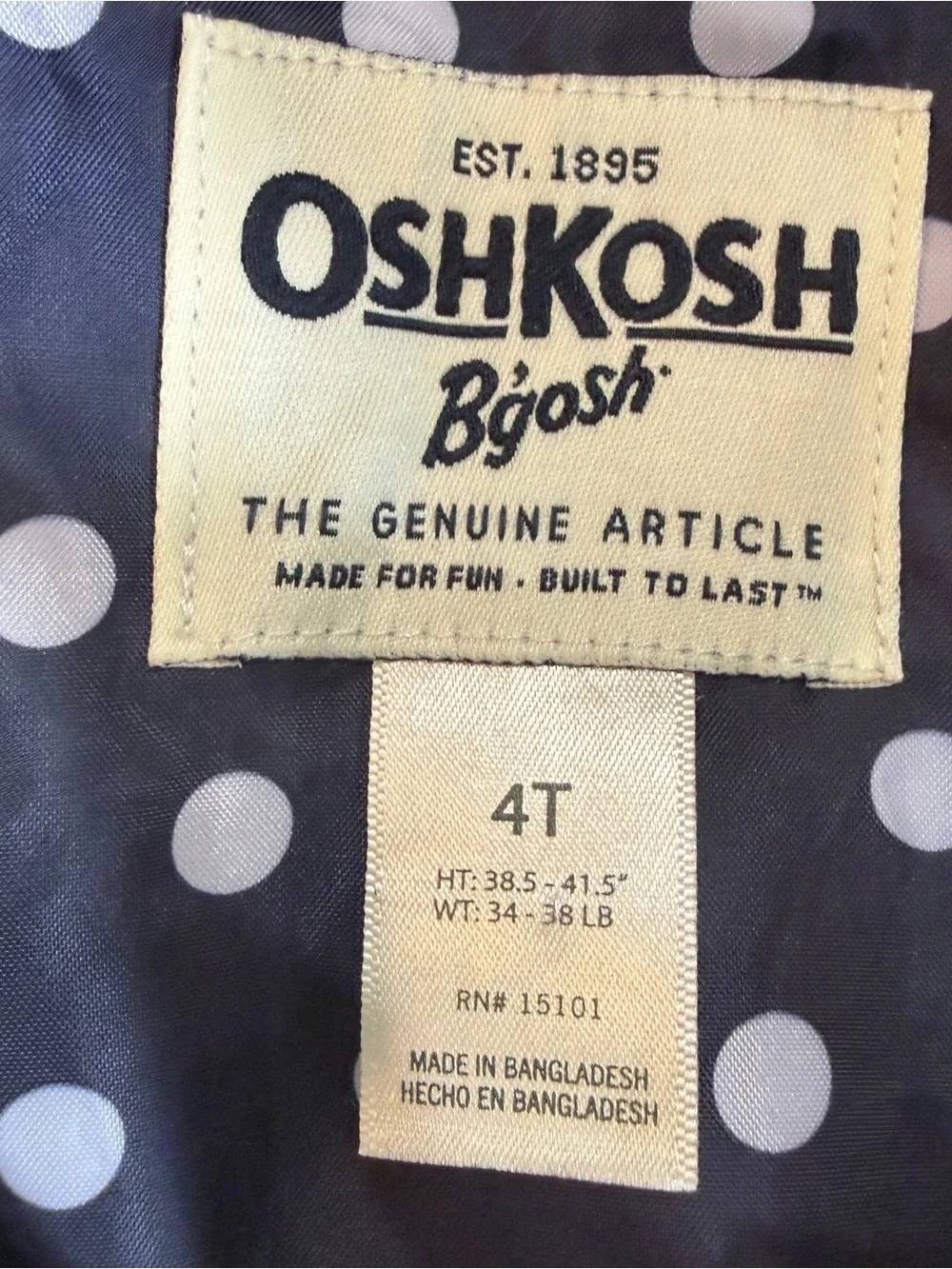 OshKosh B'gosh Girls' Hooded Double-Breasted Trench Coat - Cream Sz 4T